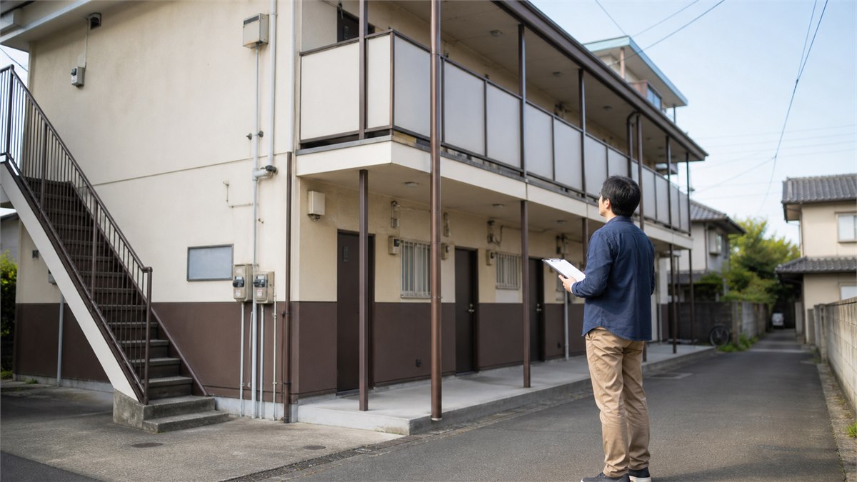 アパートを確認する賃貸物件オーナー