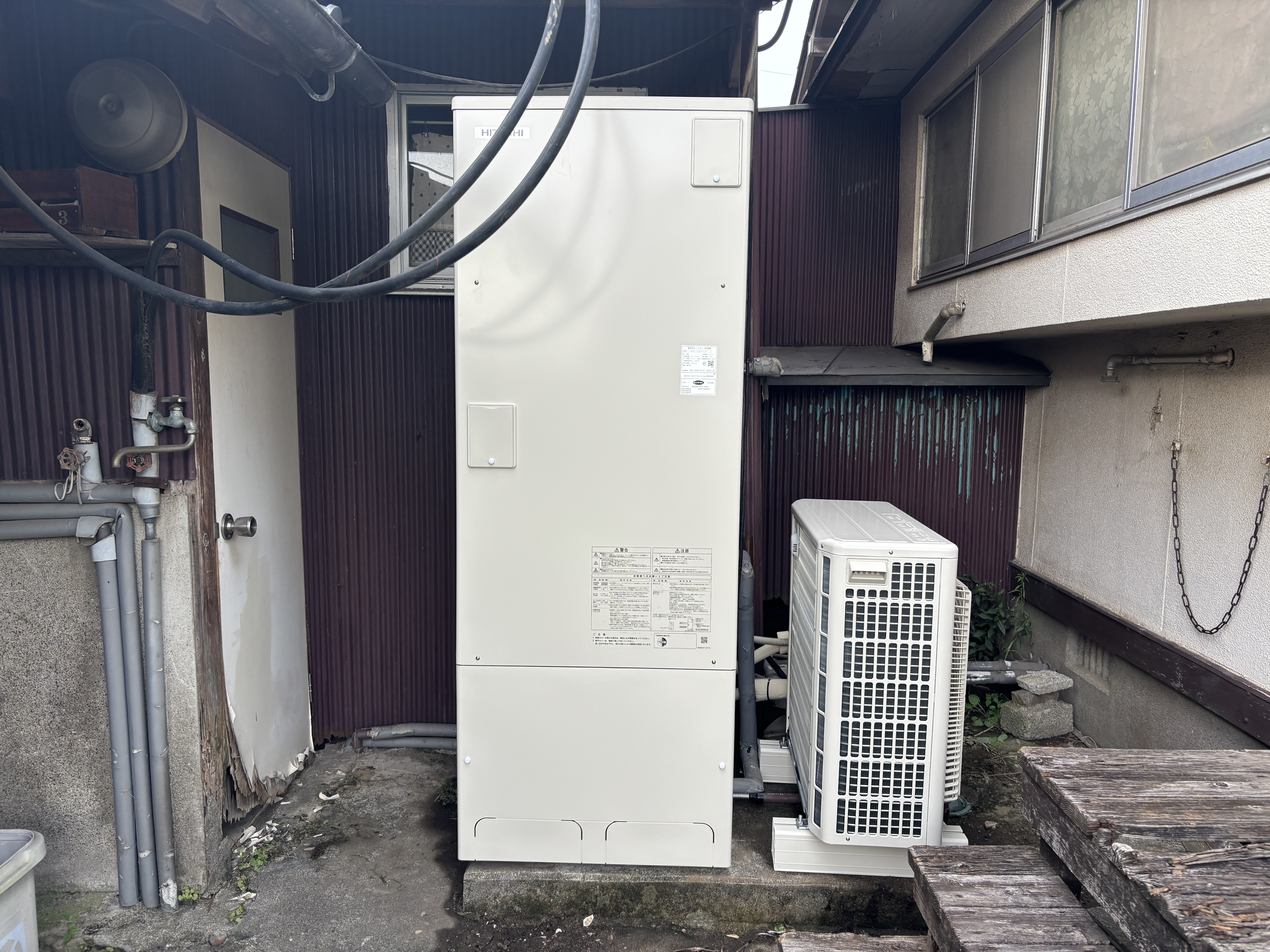 大分市T様BHP-ZN37WU 日立製給湯専用エコキュート交換施工事例工事後写真